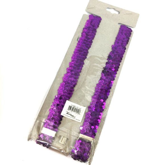 SUSPENDERS Purple Sequin Y Stretch NWT NOS - Picture 6 of 9